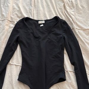 Aritzia Deep V-Neck Black Bodysuit